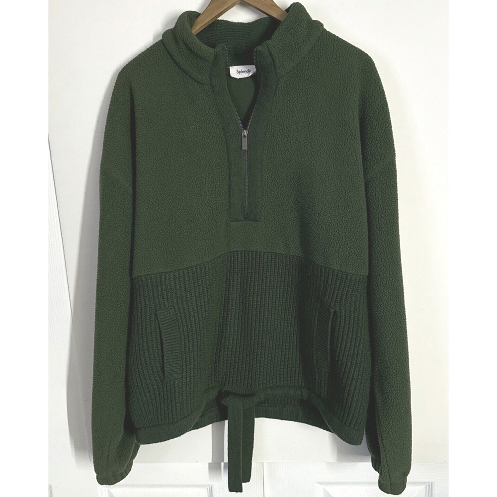 Splendid Boulder Half Zip Women's Sweater XXL In Green MSRP $188.00